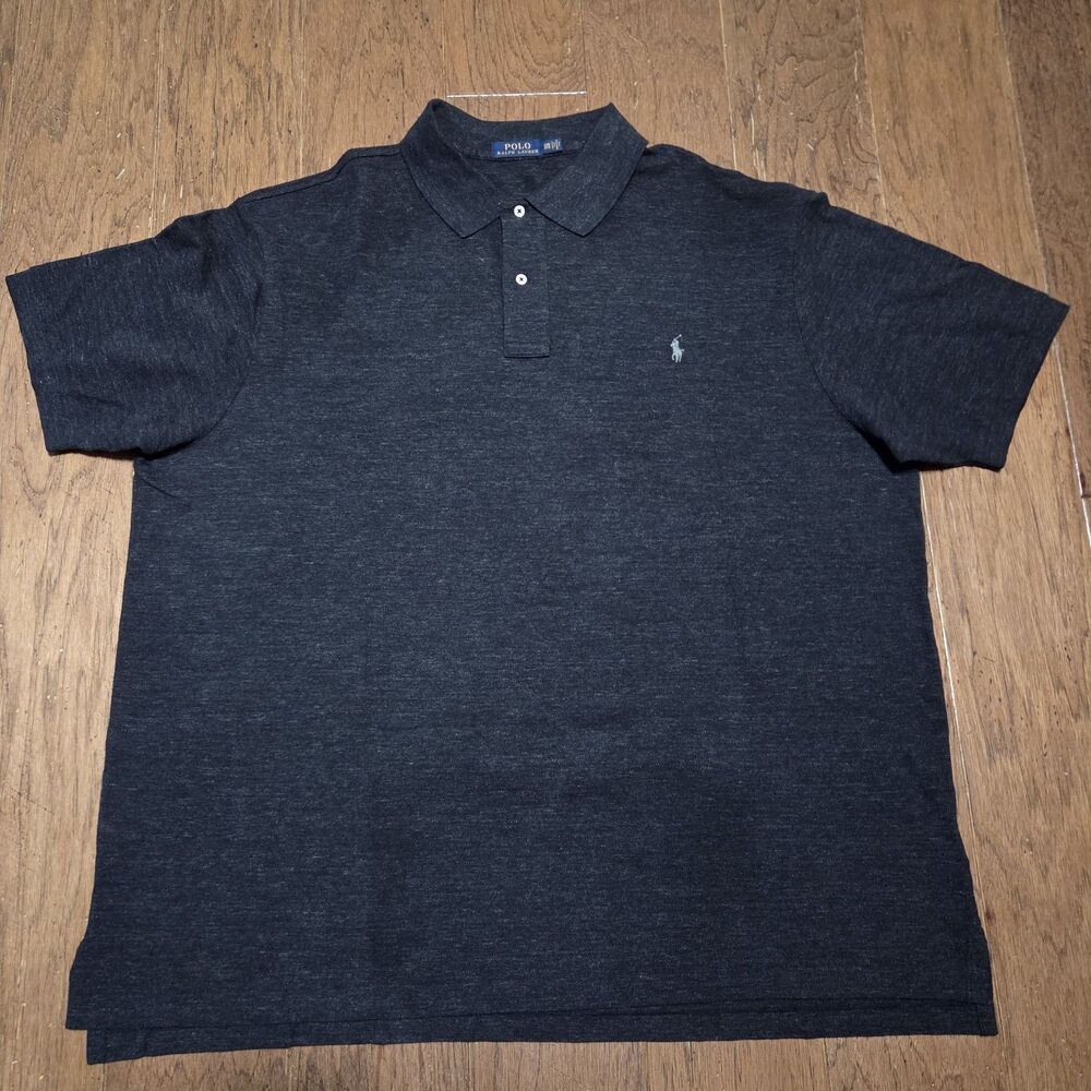 Polo Ralph Lauren 3XB Polo Black Grey Short Sleeve Casual Golf Black Pony Shirt